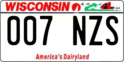 WI license plate 007NZS