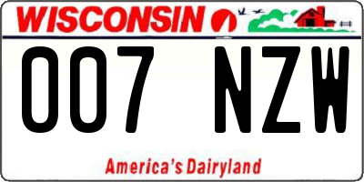 WI license plate 007NZW