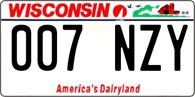 WI license plate 007NZY