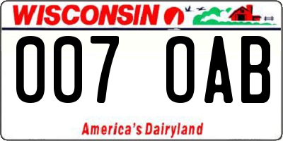 WI license plate 007OAB