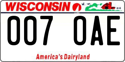 WI license plate 007OAE