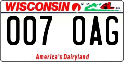 WI license plate 007OAG