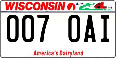 WI license plate 007OAI