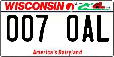 WI license plate 007OAL