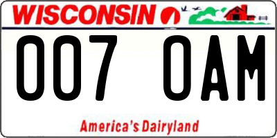 WI license plate 007OAM