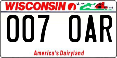WI license plate 007OAR