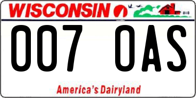 WI license plate 007OAS