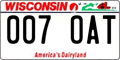 WI license plate 007OAT