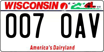 WI license plate 007OAV