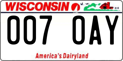 WI license plate 007OAY