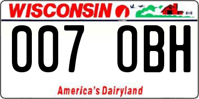 WI license plate 007OBH