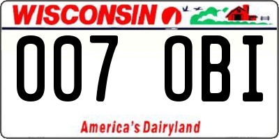 WI license plate 007OBI