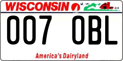 WI license plate 007OBL