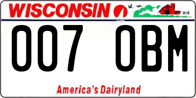 WI license plate 007OBM