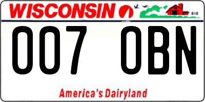 WI license plate 007OBN