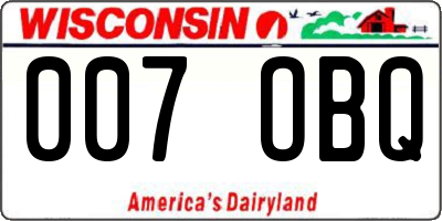 WI license plate 007OBQ