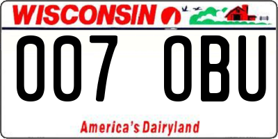 WI license plate 007OBU