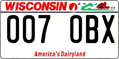 WI license plate 007OBX
