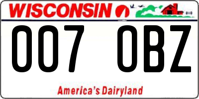 WI license plate 007OBZ