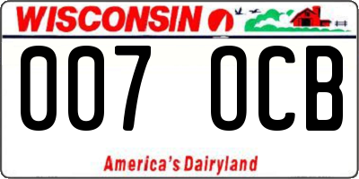 WI license plate 007OCB