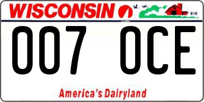 WI license plate 007OCE