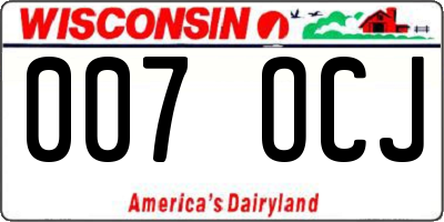 WI license plate 007OCJ