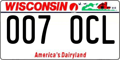 WI license plate 007OCL