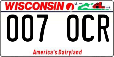 WI license plate 007OCR