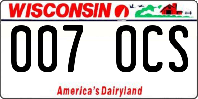 WI license plate 007OCS