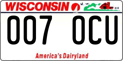WI license plate 007OCU