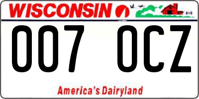 WI license plate 007OCZ