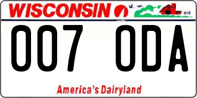 WI license plate 007ODA