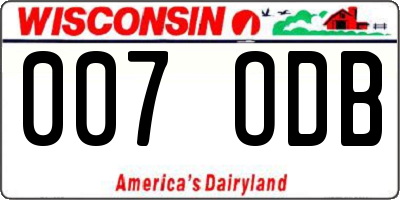 WI license plate 007ODB