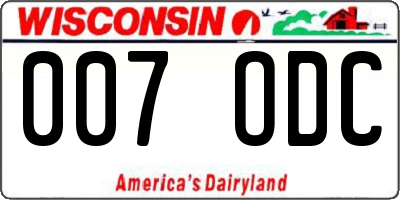 WI license plate 007ODC