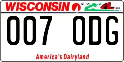 WI license plate 007ODG