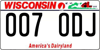 WI license plate 007ODJ