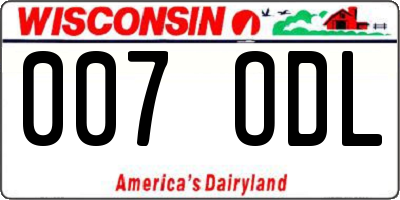 WI license plate 007ODL