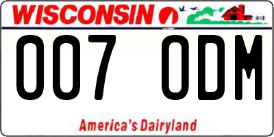 WI license plate 007ODM