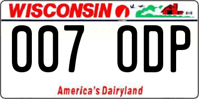 WI license plate 007ODP