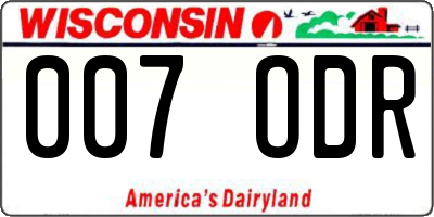 WI license plate 007ODR