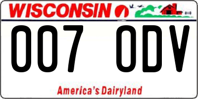 WI license plate 007ODV