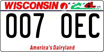 WI license plate 007OEC