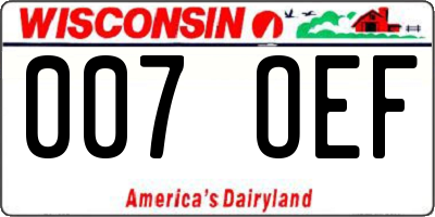 WI license plate 007OEF