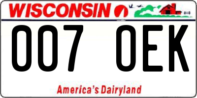 WI license plate 007OEK