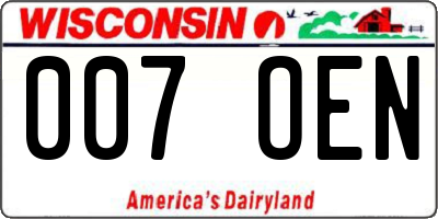 WI license plate 007OEN