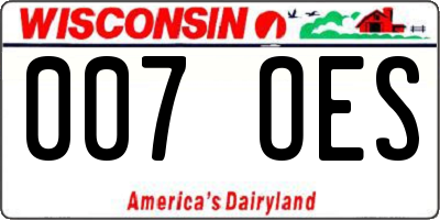 WI license plate 007OES