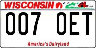 WI license plate 007OET