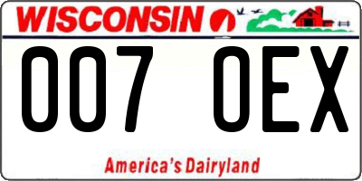 WI license plate 007OEX