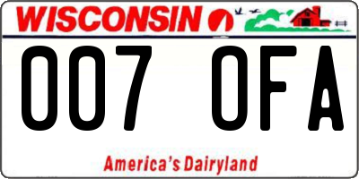 WI license plate 007OFA
