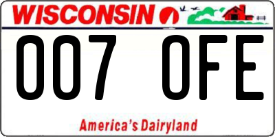 WI license plate 007OFE